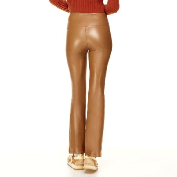 Aritzia Wilfred Faux Leather Daria Flare Pant - Cognac Tan/brown colour - Picture 1 of 9